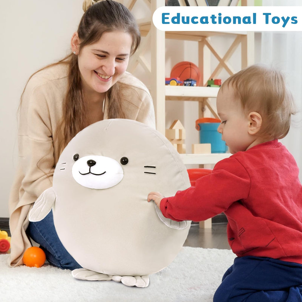 Maogolan 5Pcs Fat Seal Plush With 4 Babies Inside - 20 ' Giant Ultra Soft Seal Stuffed Animal Throw Pillow - Squishy Mother-Bab