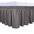 Purefit Wrap Around Ruffled Bed Skirt With Adjustable Elastic Belt - 18 Inch Drop Easy To Put On, Wrinkle Free Bedskirt Dust Ruffles, Bed Frame Cover For Twin,Twin Xl And Full Size Beds, Dark Gray