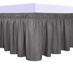 Purefit Wrap Around Ruffled Bed Skirt With Adjustable Elastic Belt - 18 Inch Drop Easy To Put On, Wrinkle Free Bedskirt Dust Ruffles, Bed Frame Cover For Twin,Twin Xl And Full Size Beds, Dark Gray