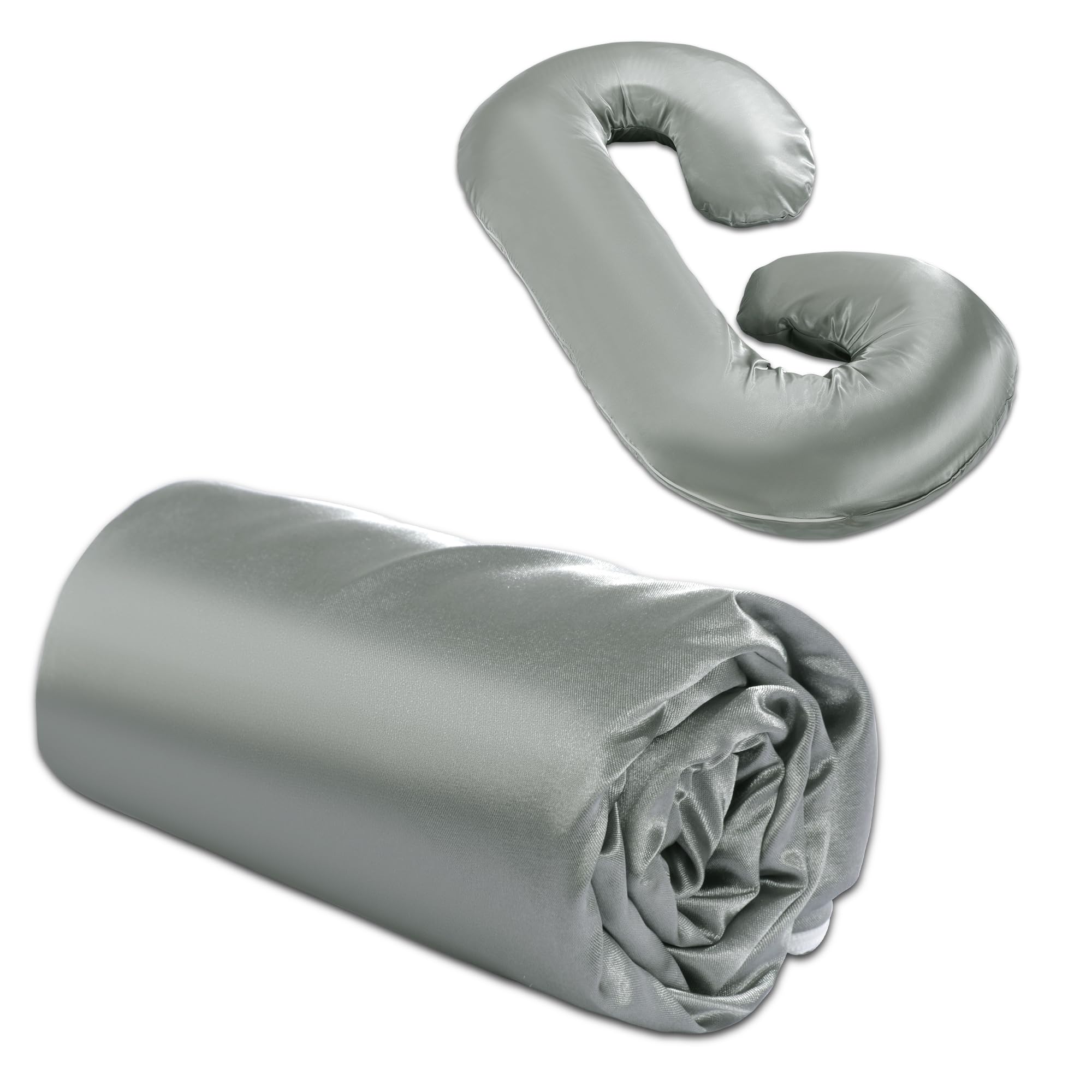 Balapet Silky Satin Pregnancy Pillow Cover (Only Pillowcase), C Shaped Large Luxurious Smooth Maternity Pillow Cover With Hidden