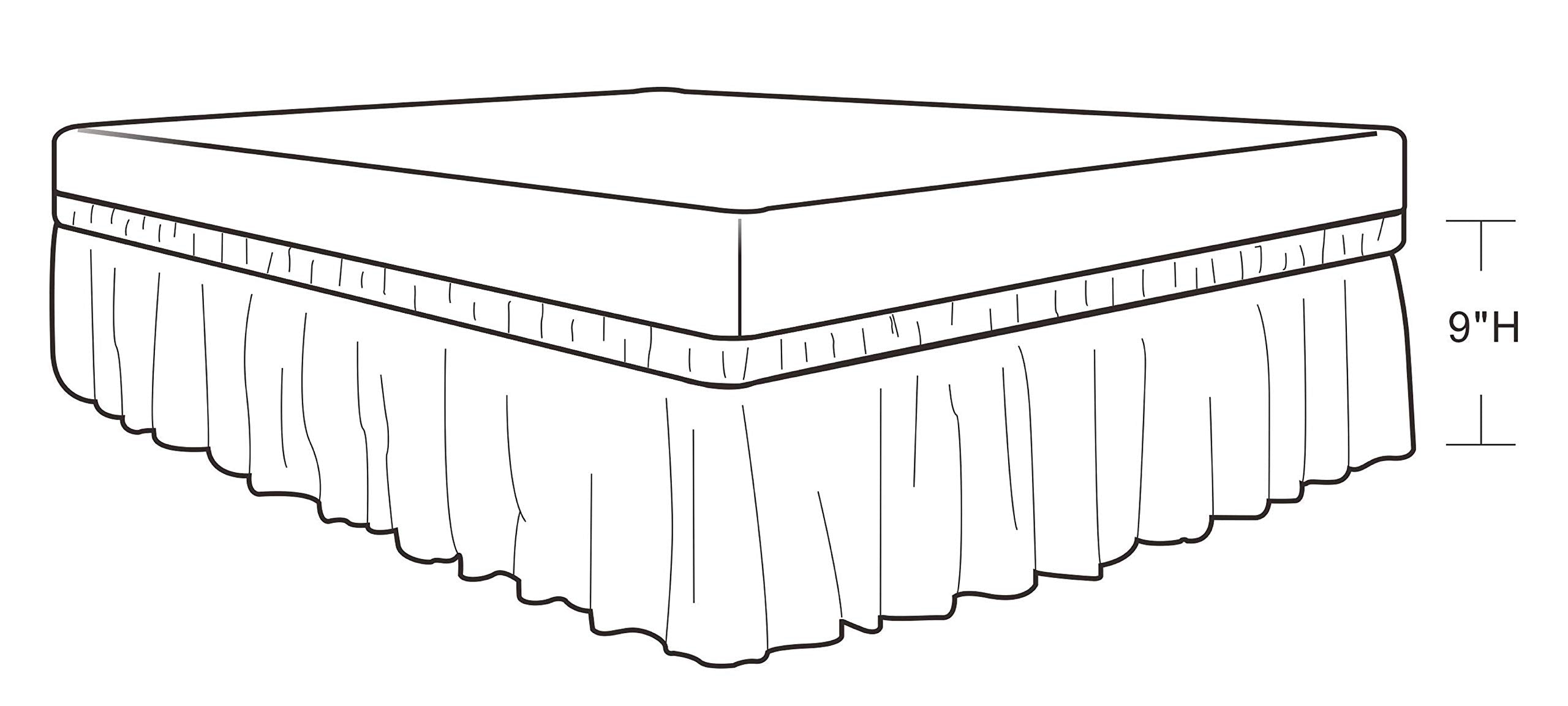 Biscaynebay Wrap Around Bed Skirts For Full & Full Xl Beds Extra Short Drop Of 9', White Elastic Dust Ruffles Easy Fit Wrinkle