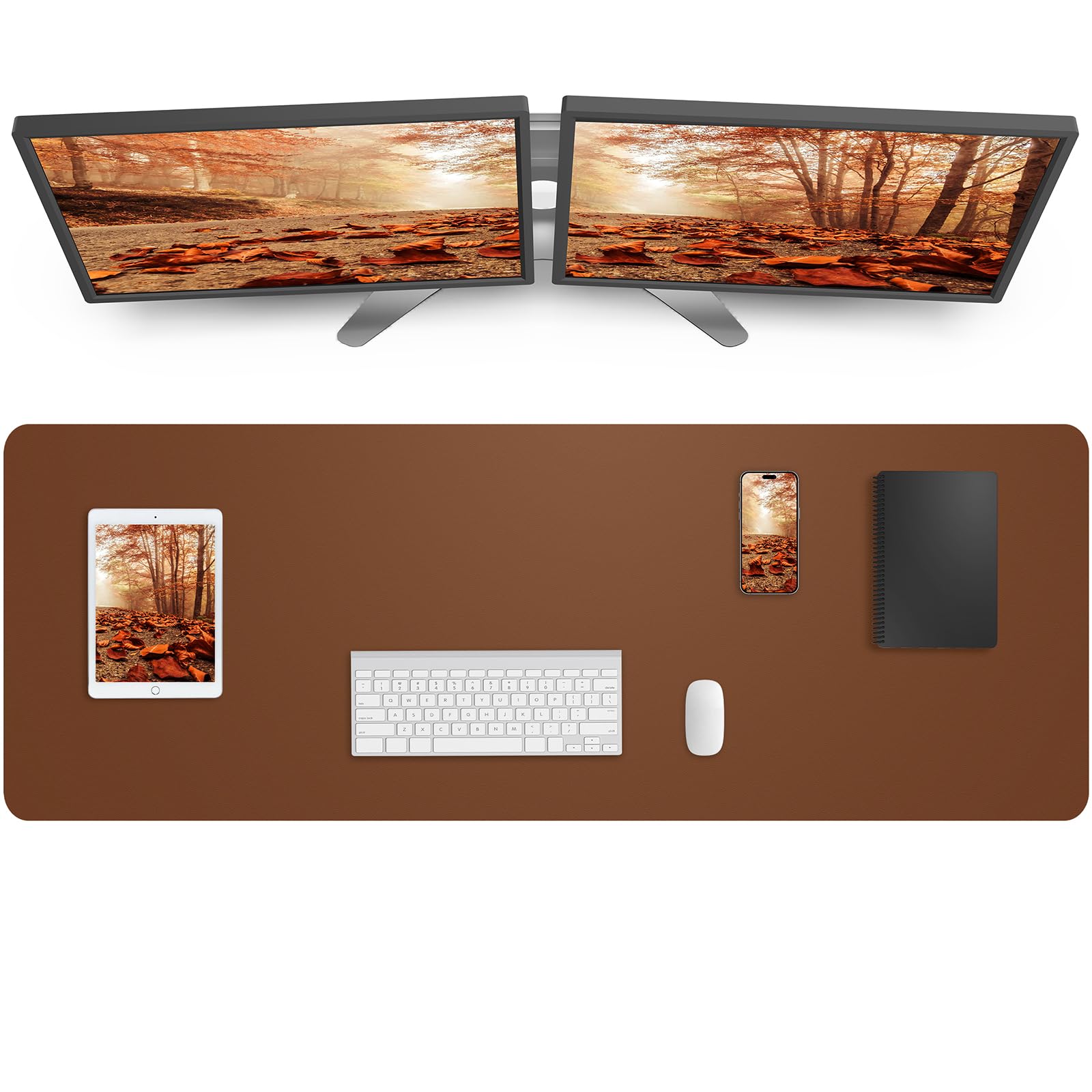 Large Desk Mat 55' X 17'Leather Desk Pad Protector,Mouse Pad,Office Desk Mat, Non-Slip Pu Leather Desk Blotter,Waterproof Keyb