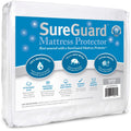 Sureguard Queen Size Mattress Protector - 100% Waterproof, Hypoallergenic - Premium Fitted Cotton Terry Cover White