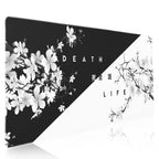 Black White Cherry Blossom Mouse Pad Japanese Sakura Death Life Extended Desk Mat 90X40 Cm Non-Slip Rubber Base Stitched Edge La