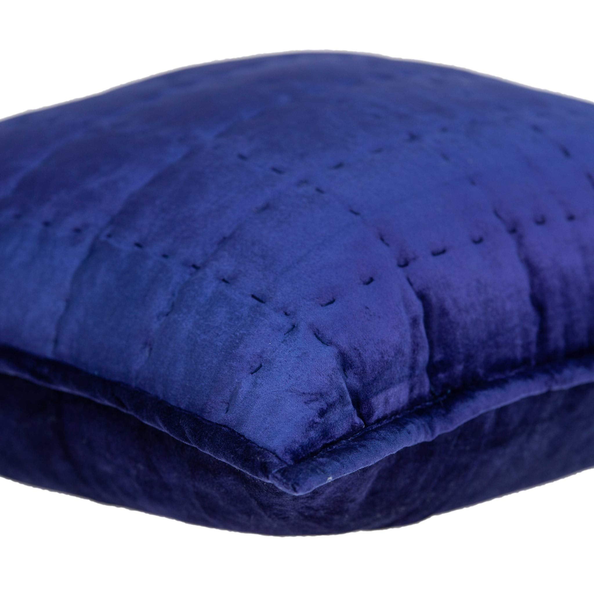HomeRoots 50% Cotton, 50% Viscose 20' x 7' x 20' Transitional Royal Blue Quilted Pillow Cover with Poly Insert