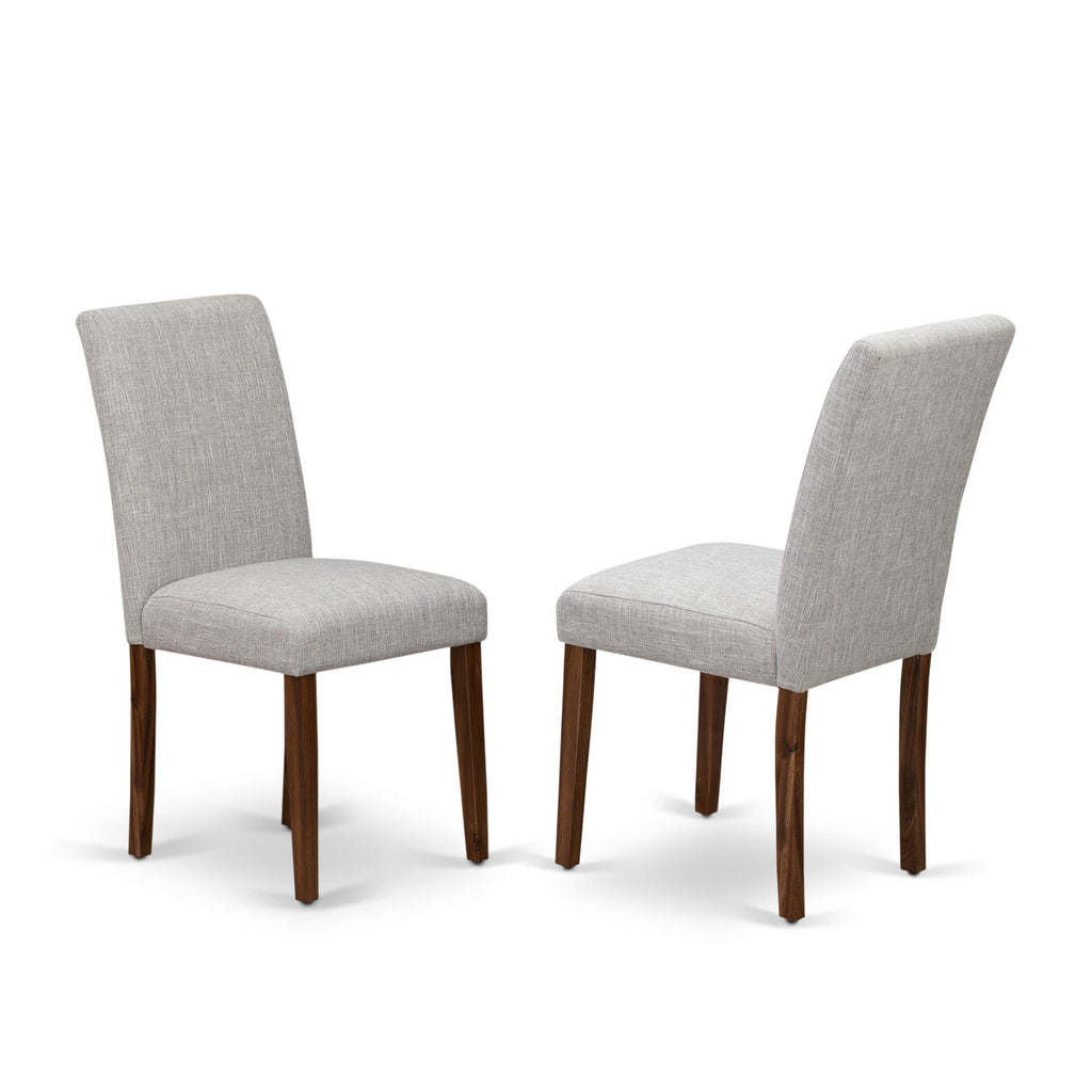 East West Furniture I3AB5-N35 5 Piece Dining Room Table Set Includes a Round Dining Table with Pedestal and 4 Doeskin Linen Fabric Upholstered Parson Chairs, 48x48 Inch, Antique Walnut