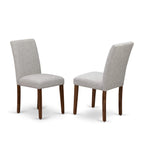East West Furniture I3AB5-N35 5 Piece Dining Room Table Set Includes a Round Dining Table with Pedestal and 4 Doeskin Linen Fabric Upholstered Parson Chairs, 48x48 Inch, Antique Walnut