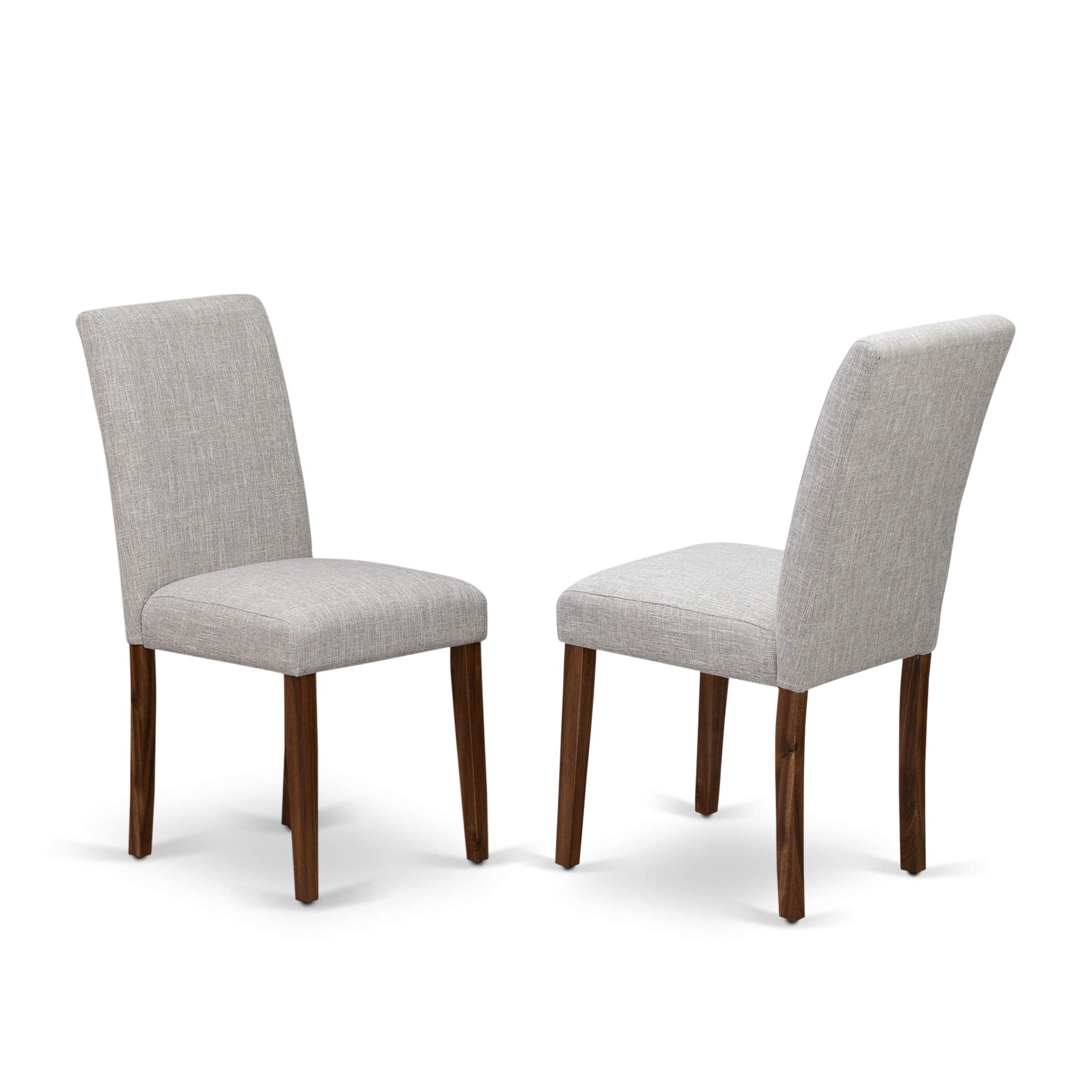 East West Furniture I3AB5-N35 5 Piece Dining Room Table Set Includes a Round Dining Table with Pedestal and 4 Doeskin Linen Fabric Upholstered Parson Chairs, 48x48 Inch, Antique Walnut