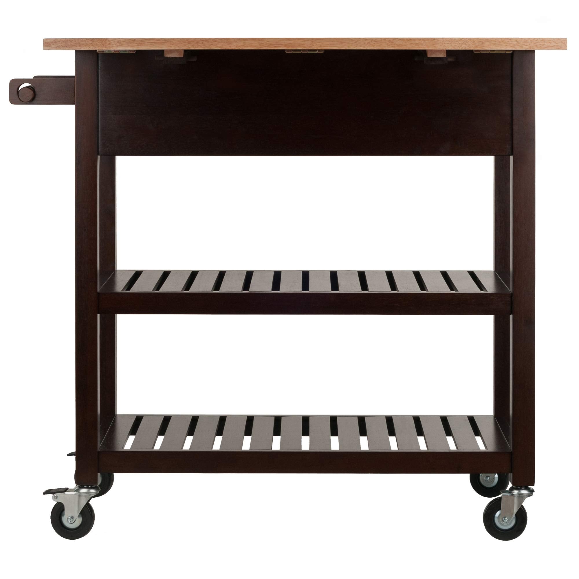 Winsome Langdon Cart Kitchen, Cappuccino/Natural, 36.57x26.42x34.45