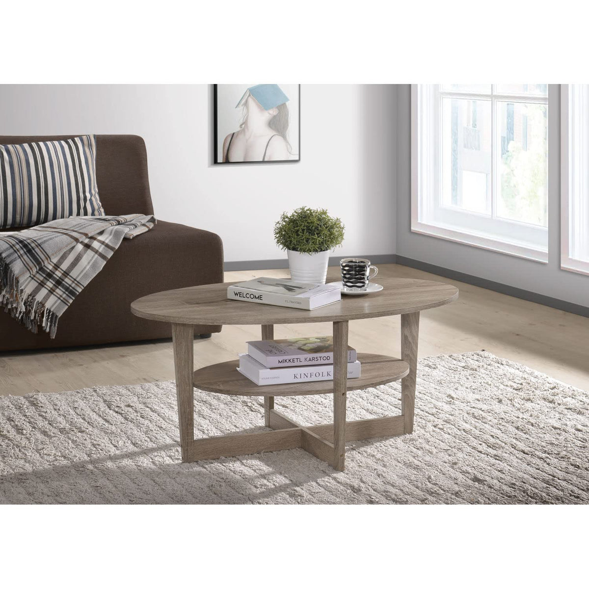 Progressive Furniture Chicopee Small Oval Cocktail Table, Tan
