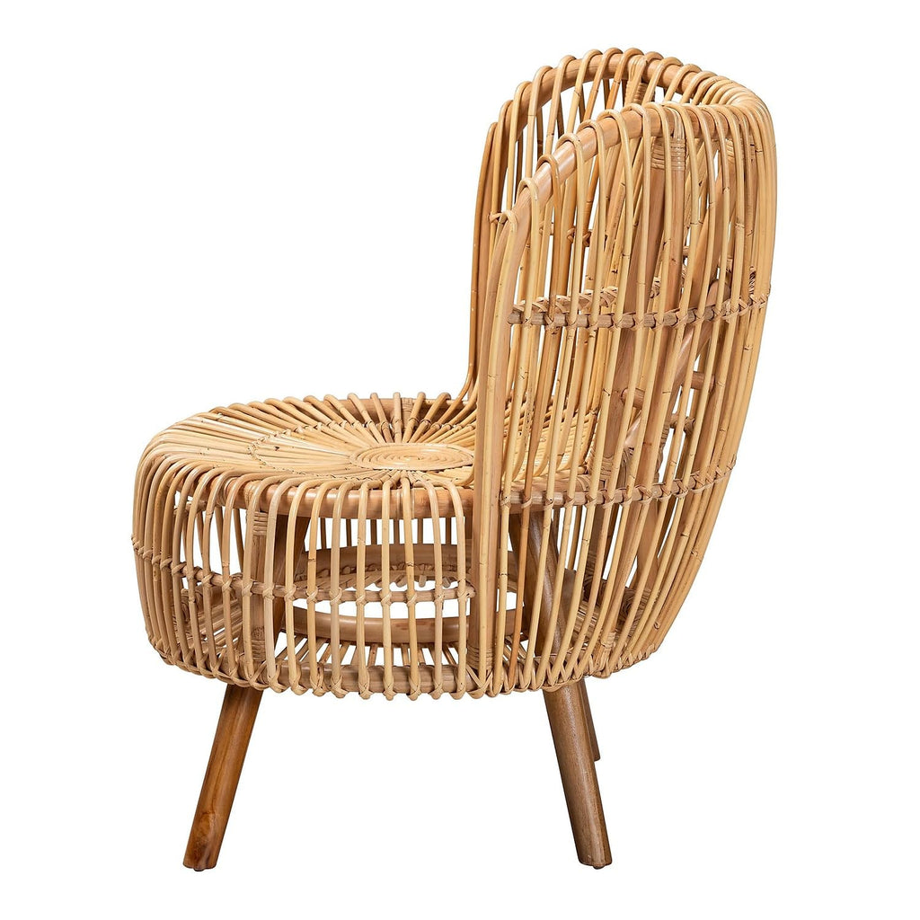 bali & pari Nagoya Natural Rattan Accent Chair, Light Honey/Natural Teak (235-13342-HiT)