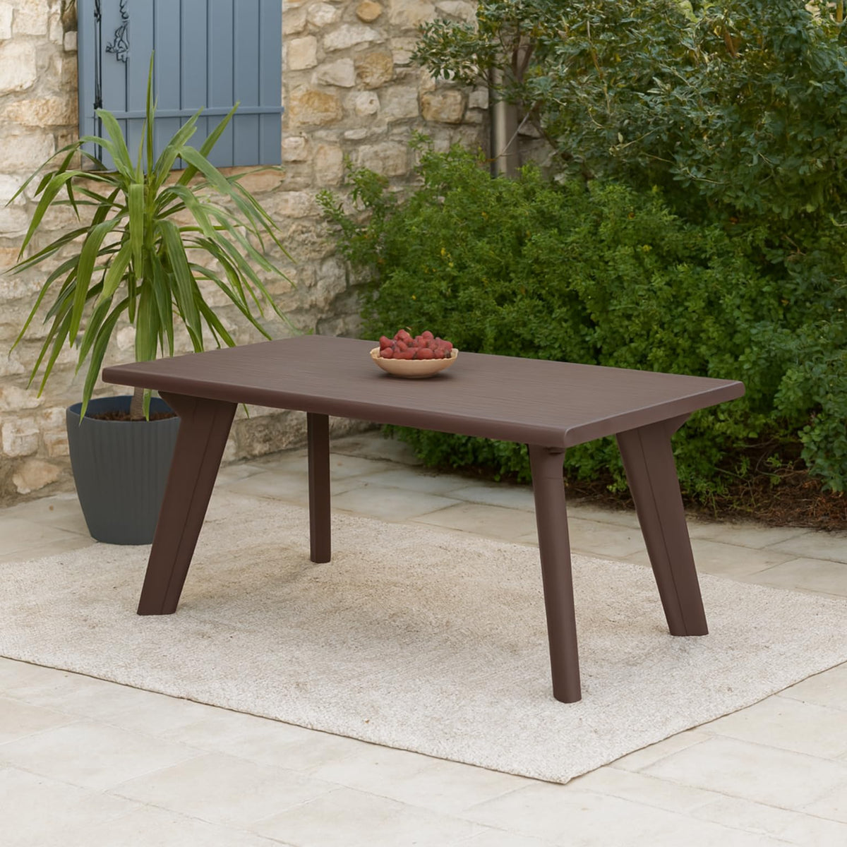 Oaknest Supreme Bison 6Seater Dining Table In Globus Brown  Robust & Weatherresistant Plastic Dining Table, Ideal For Indoor