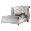 Coaster Home Furnishings Barzini Modern Classic Velvet Upholstered California King Size Wingback Bed Frame Platform Bed 63-inch Headboard White 300843KW