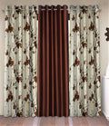 Fashion String 3 Piece 3D Tulips Eyelet Polyester Long Door Curtains  9 Feet, Brown