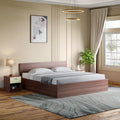 Godrej Interio Bed, Ewa Engineered Wood Bed With Box Storage, 1Year Warranty, Brown, Particle Board (King)
