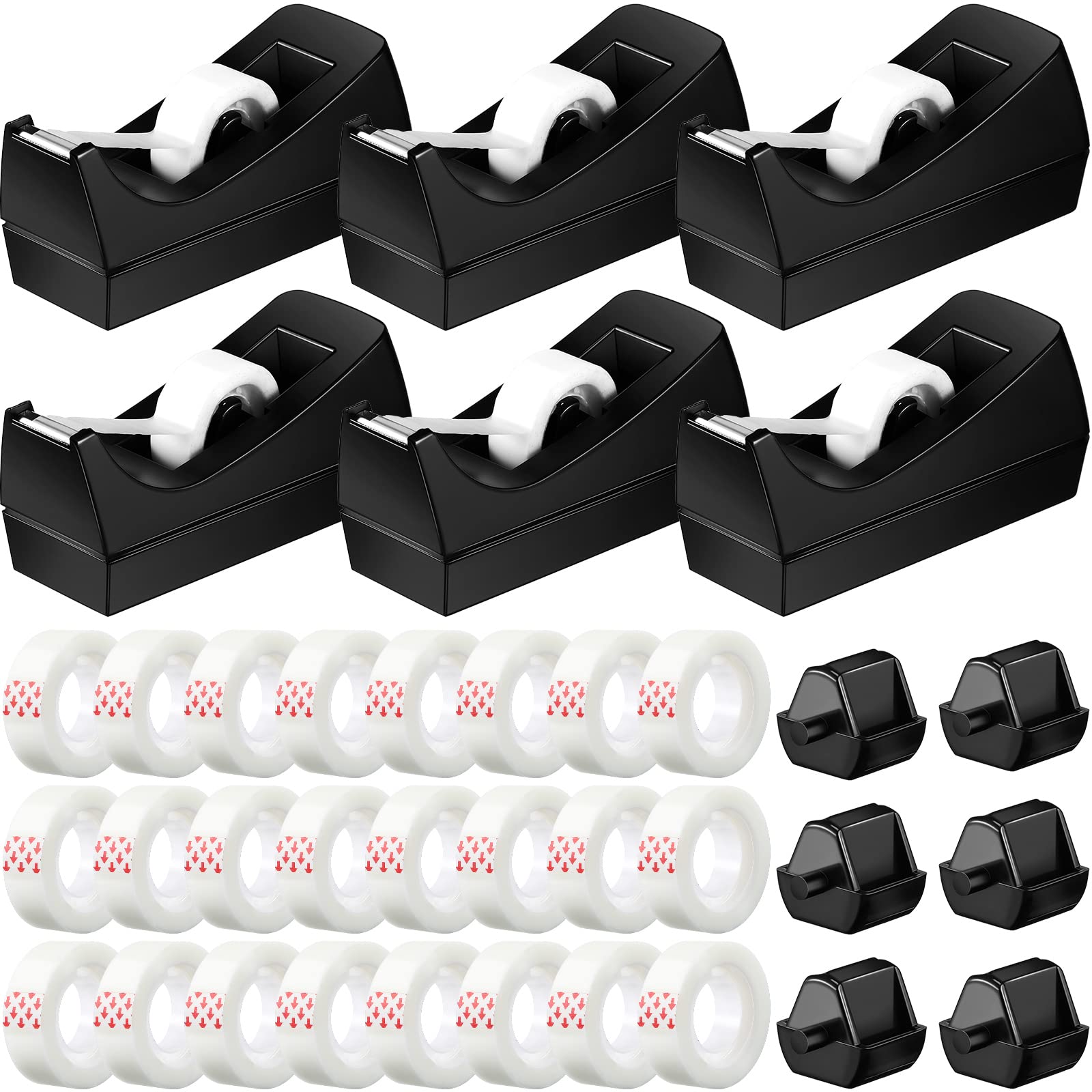 Yahenda 36 Pack Desktop Tape Dispenser Non Skid Base Tape Roll Dispenser With Transparent Tape And Replacement Cores Invisible T