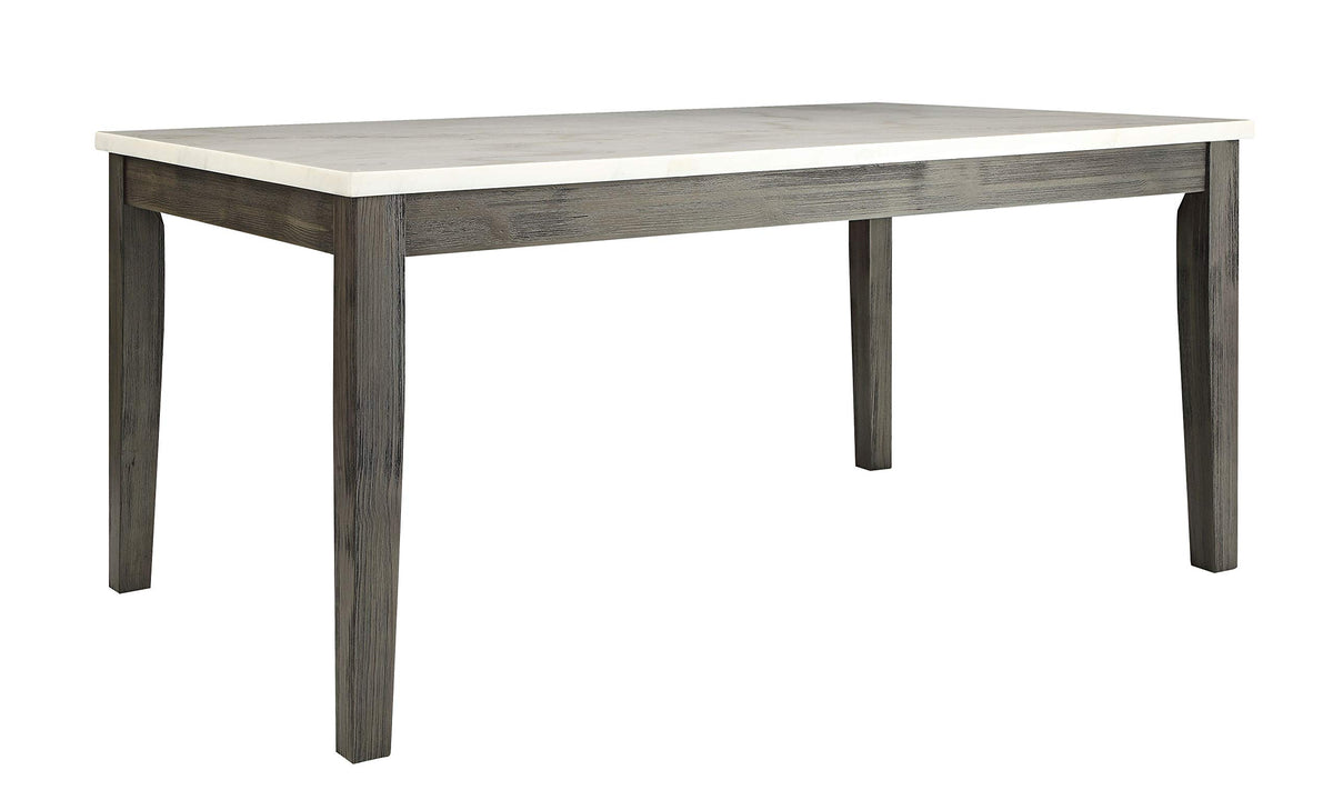 HomeRoots Marble, Wood 64&quot; X 38&quot; X 30&quot; Marble and Gray Oak Dining Table