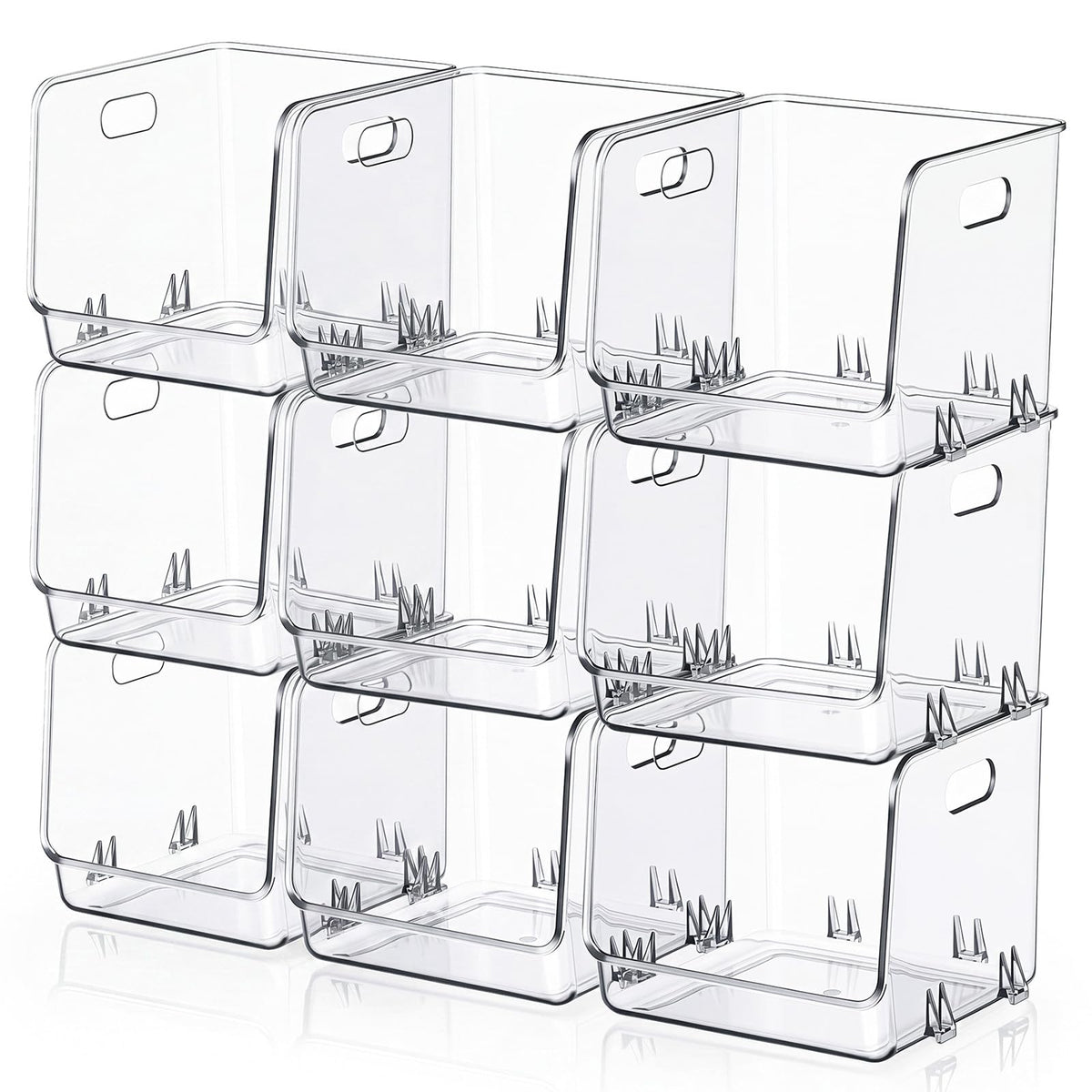 Ferrochef 9 Pcs Clear Plastic Storage Bins Stackable Pantry Organizer