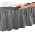 Collections Etc Wrap Around Bed Skirt, Easy Fit Elastic Dust Ruffle, Grey, Queen/King