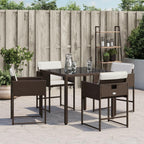 vidaXL Patio Chairs with Cushions - 4 Pcs Brown Poly Rattan Outdoor/Garden Furniture with Foldable Flap Backrest, Cushions and Washable Covers