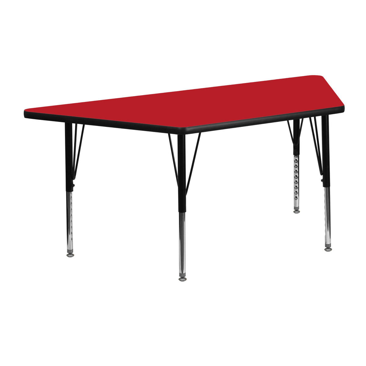 Flash Furniture Wren 22.5''W x 45''L Trapezoid Red HP Laminate Activity Table - Height Adjustable Short Legs