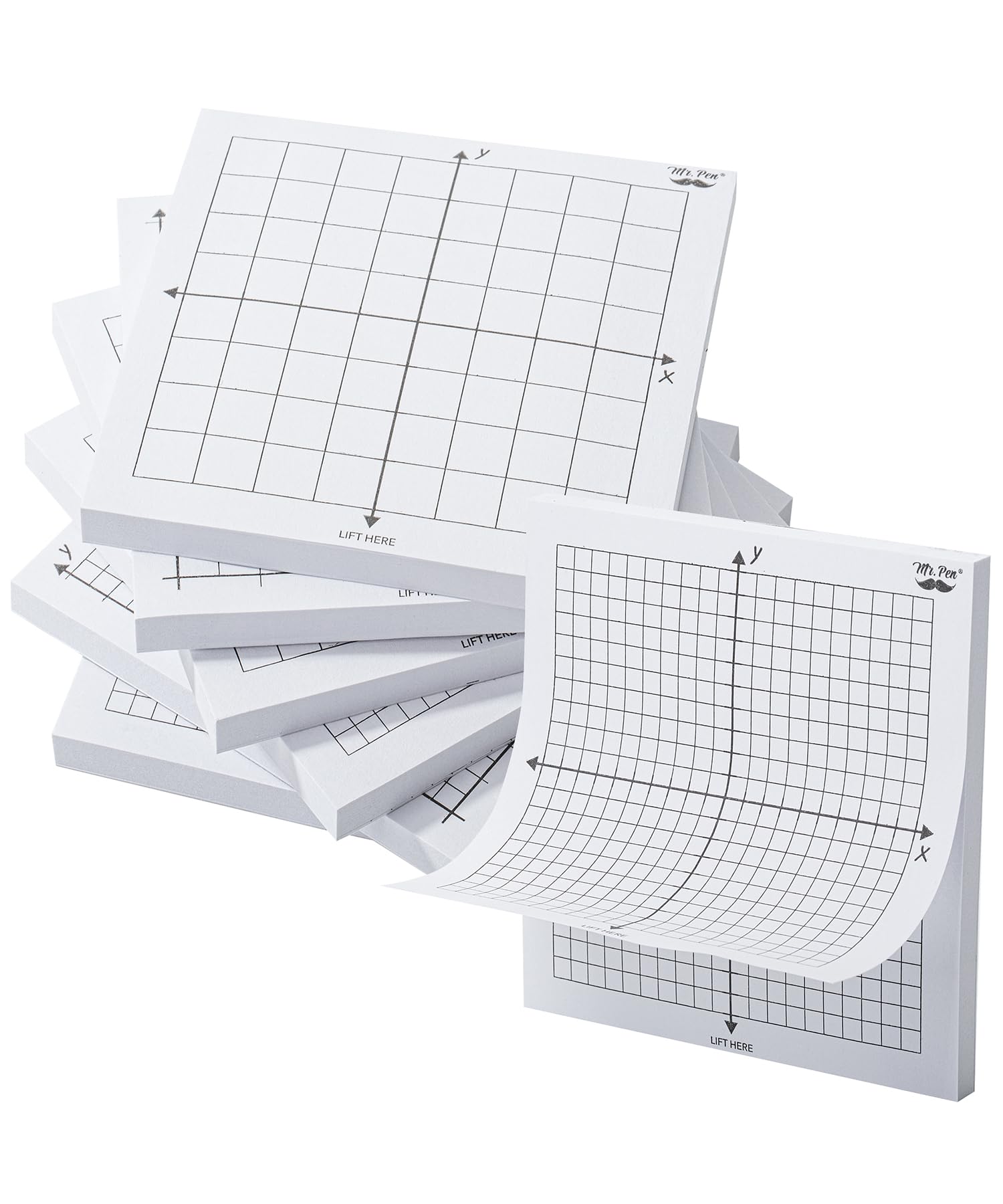 Mr. Pen- Graph Paper Sticky Notes, 6 Pads, 3X3 Inch, Graph Sticky Notes, Math Graph Paper, Graphing Sticky Notes, Grid Sticky No