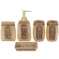 LUANT 5 Piece Bathroom Accessories Set, Collection Bath Set Features Soap Dispenser, Toothbrush Holder, Tumbler, & Soap (Golden
