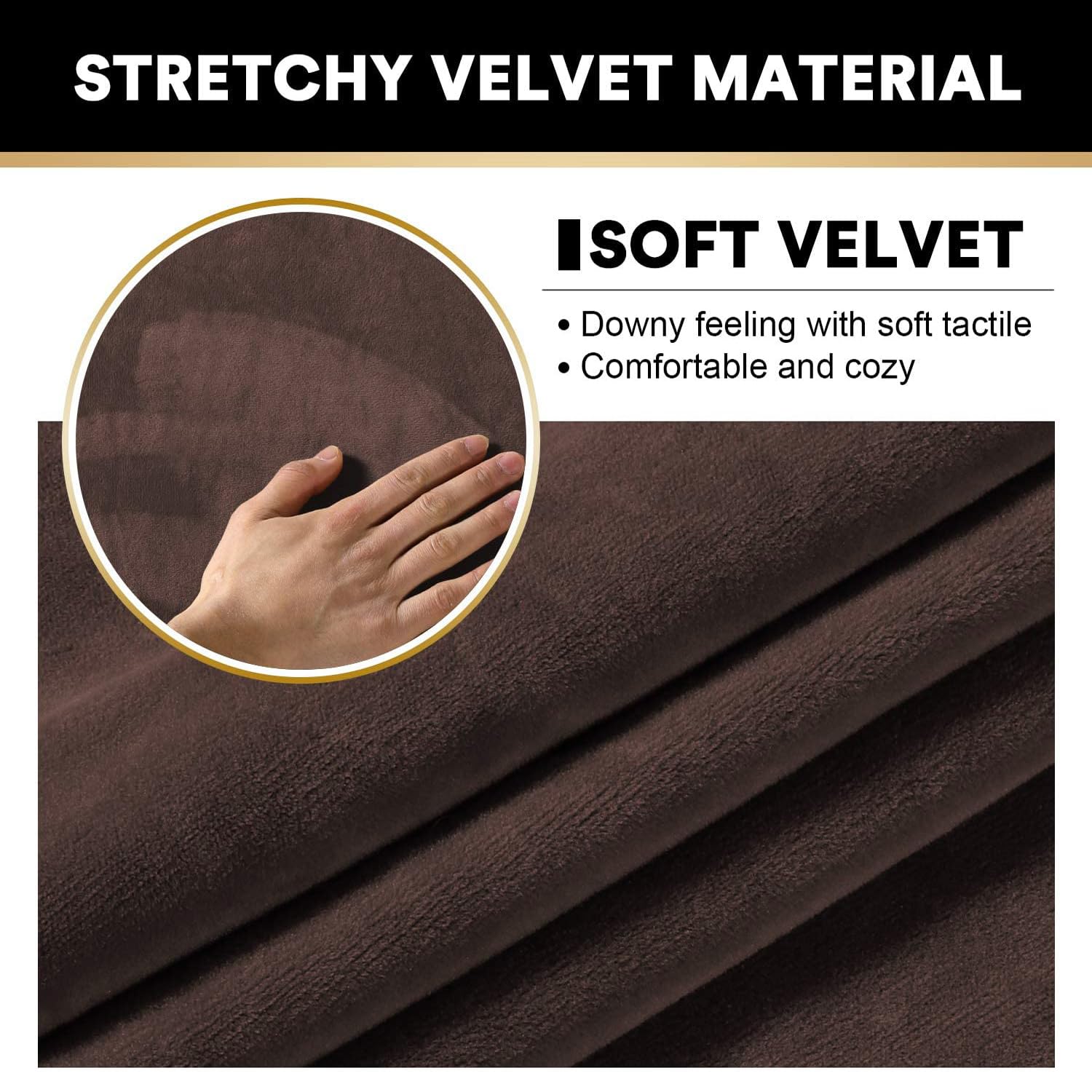 Princedeco 2 Piece Chair Cover Velvet Chair Slipcovers Soft Armchair Cover Furniture Protector With Arms Width Up To 49 Inch Chair Sofa Cover With Individual Cushion Covers(Small, Brown)