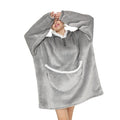 Deserthome Wearable Blanket Hoodie Oversized Hooded Blanket For Adult Women Super Soft Comfortable Warm Flannel Light Gray