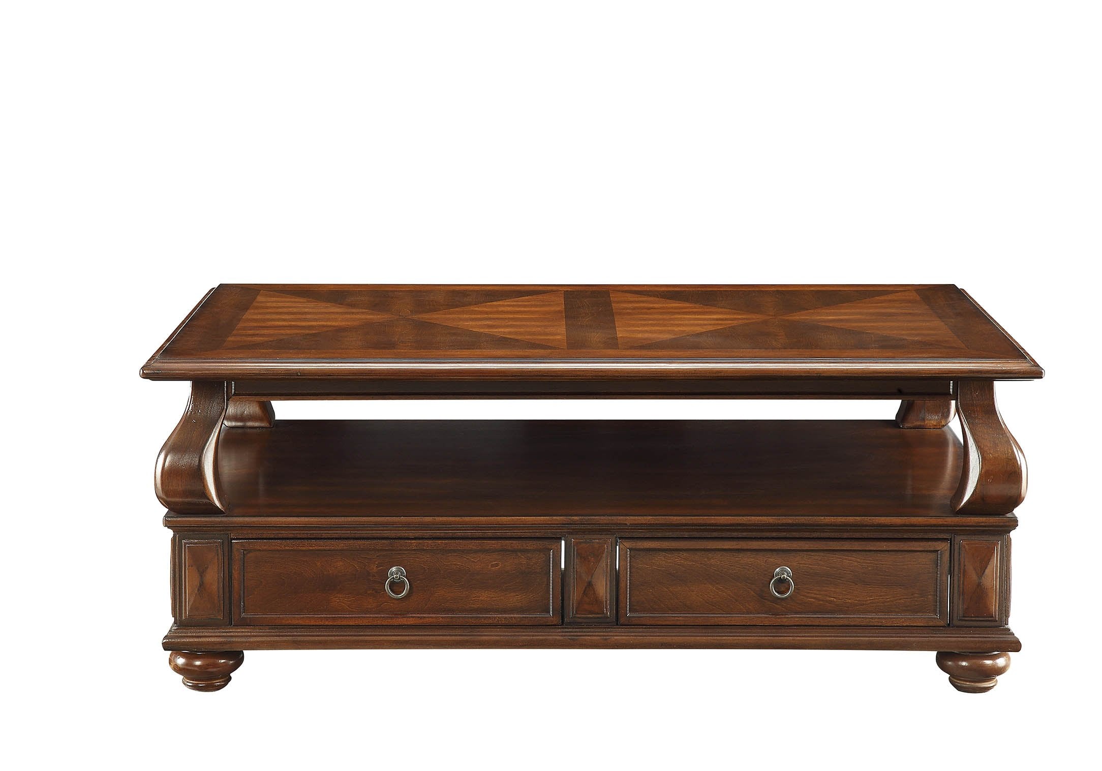Acme Amado Rectangular 4-Drawer Wooden Coffee Table With Open Shelf In Walnut
