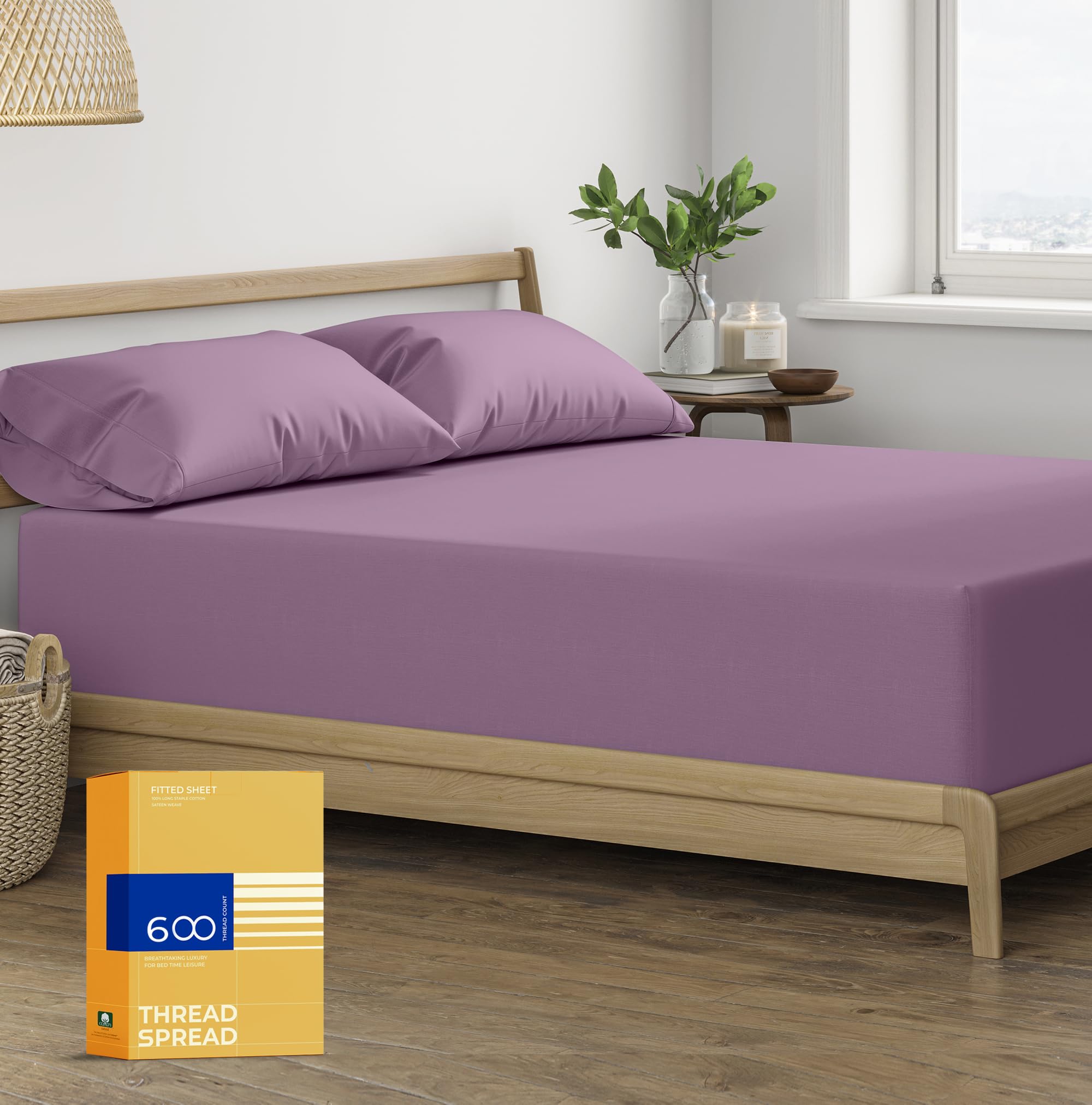 Thread Spread King Size Fitted Sheet Only - 100% Egyptian Cotton 600 Thread Count 16' Deep Pocket King Fitted Sheet, Fitted She