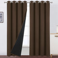 LEMOMO 100% Blackout Curtains 52 x 95 Inch/Chocolate Curtains 2 Panels with Black Lining Room Darkening Thermal Insulated Bedroo
