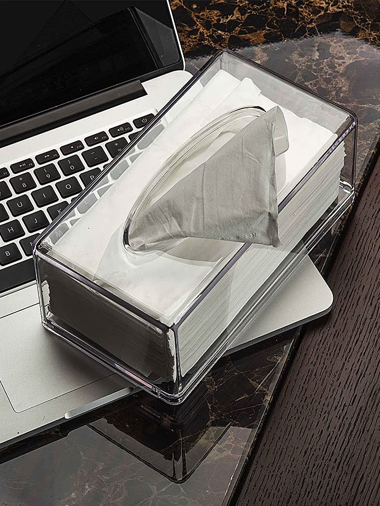 Cq Acrylic Tissue Box Holder With Cover Rectangular,Facial Tissue Dispenser Box Case For Countertop,Clear Plastic Dryer Sheet Co