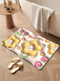 RELEMTRA 3D Vision Front Doormats Entryway Doormat, Bathroom Rug Mat, Soft and Absorbent Soft Bath Rugs, Expansion Small Flower 