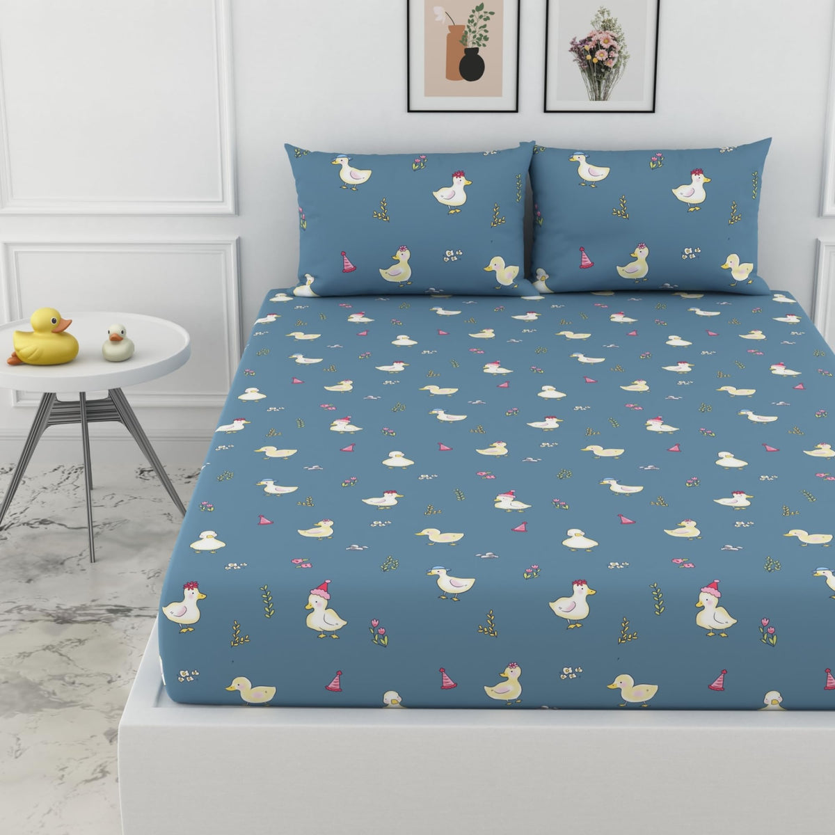 LORETO  A QUALITY LINEN BRAND 100% Cotton Elastic Fitted Bedsheets King Size Bed with 2 Pillow Cover All Around Elastic Fitted