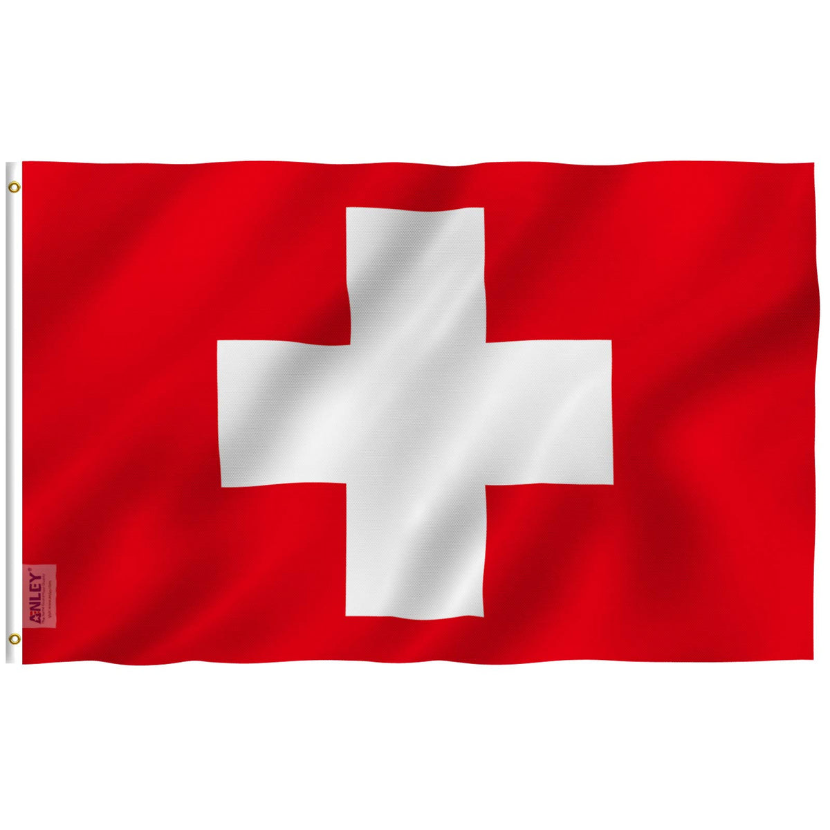 Anley Fly Breeze 3X5 Foot Switzerland Flag - Vivid Color And Fade Proof - Canvas Header And Double Stitched - Swiss Flags Polyes