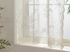 Seekright Ivory Kitchen Curtains 30 Inch Length Rod Pocket Light Filtering Sheer Lace Cafe Curtains 2 Panels Set Modern Floral L
