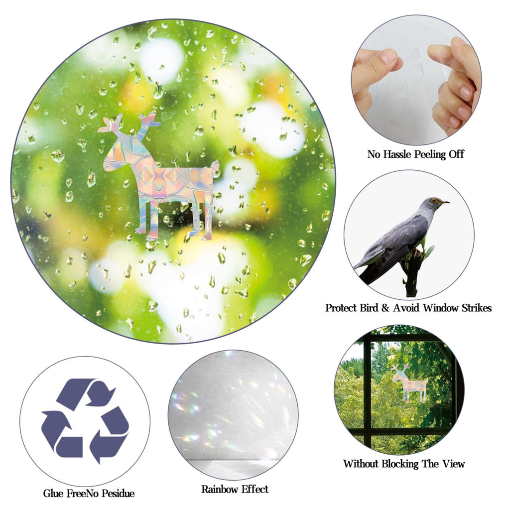 Shawula 60Pcs Christmas Snowflake Window Clings Anti Collision Window Decals To Save Birds From Window Collisions Non Adhesive P