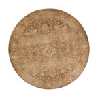 HomeRoots Polypropylene 8' Beige Machine Woven Distressed Floral Traditional Round Indoor Area Rug