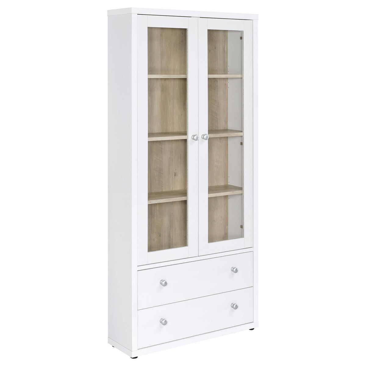 Coaster Home Furnishings Hawthorne 4-Shelf Glass Door Tall Cabinet with Drawers White