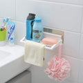 Kienlix Multifunctional Self Adhesive Wall Mounted Rectangle Storage Bathroom Shelf Rack Shampoo Holder Punch Free Soap Towel Ho