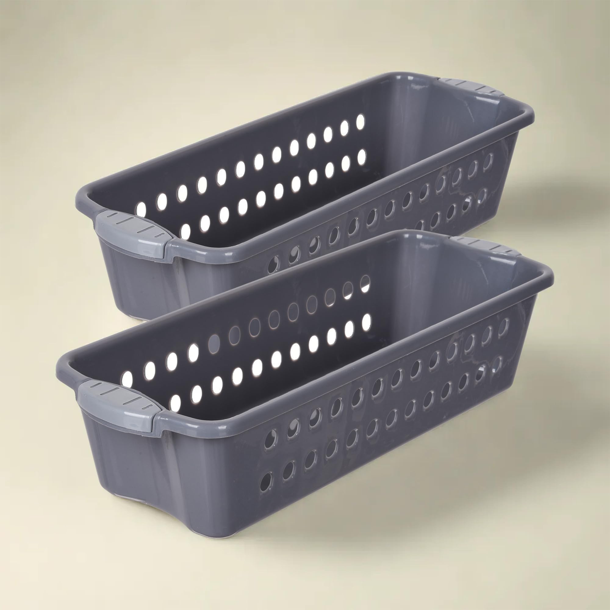 Urbane Home Pack Of 2 Storage Basket | Storage Organizer For KitchenRefrigeratorVegetablesStationery | Multipurpose Cabinet S