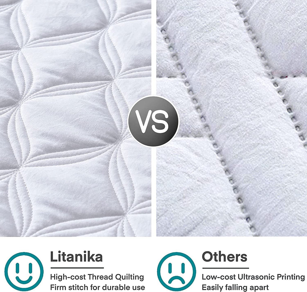 Litanika Oversized Quilt Set Diamond Stitch White Lightweight Microfiber Super King Plus 128x120