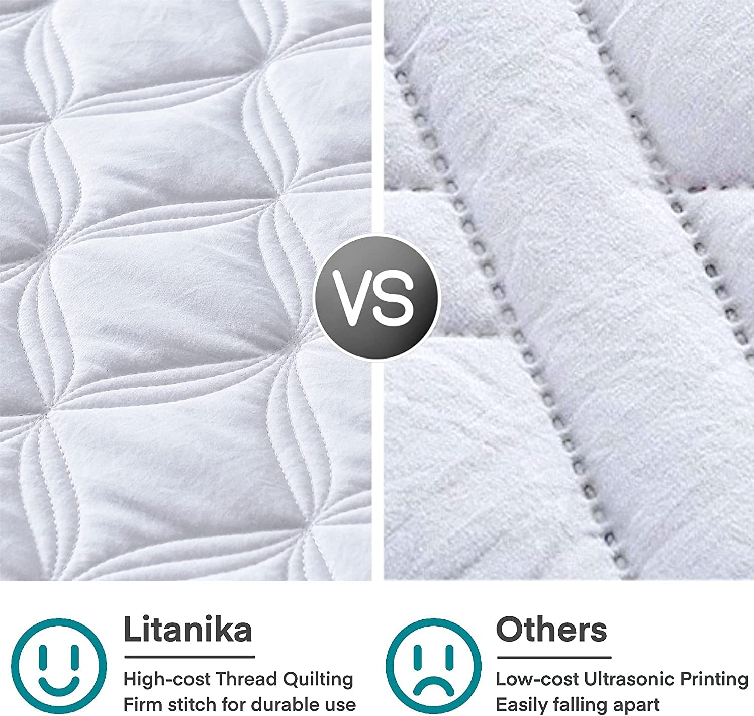 Litanika Oversized Quilt Set Diamond Stitch White Lightweight Microfiber Super King Plus 128x120