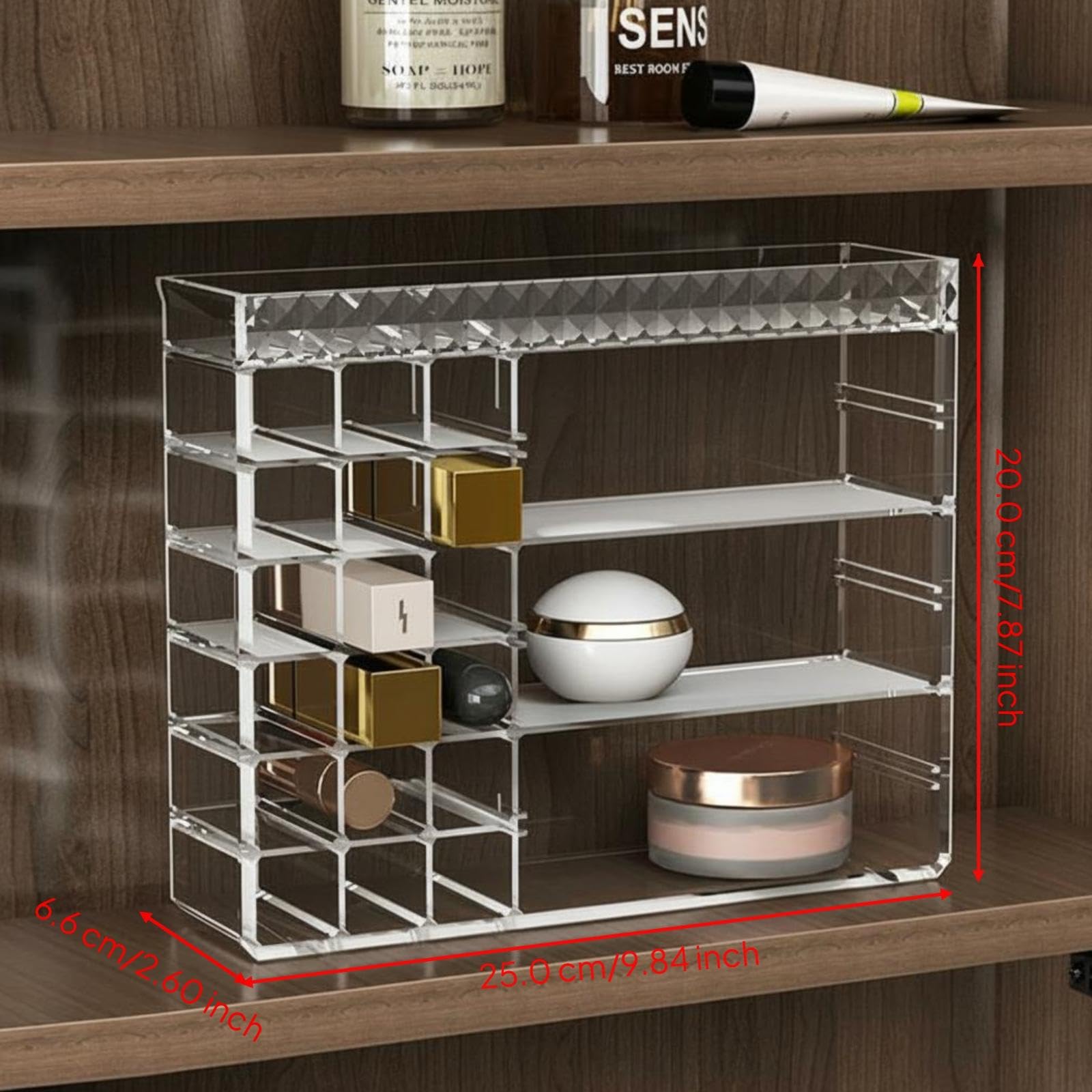 Snappsy Bathroom Cabinet, Adjustable Shelves, Under Sink Storage, Cream Color, Multifunctional Diamond Pattern Rack