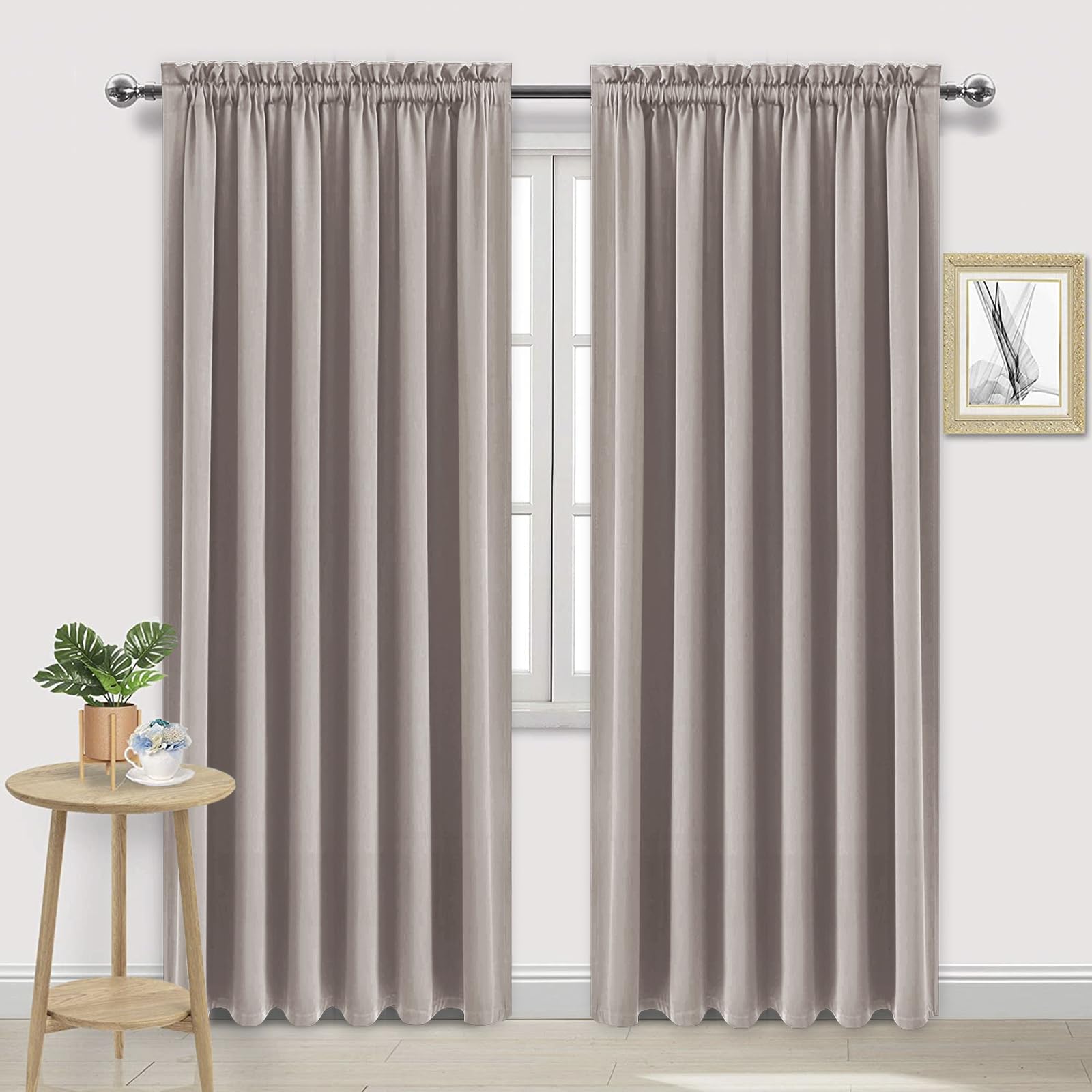 Dwcn Blackout Curtains For Living Room Thermal Insulated, Energy Saving & Noise Reducing Bedroom Curtains, Camel, W 70X L 84 Inc