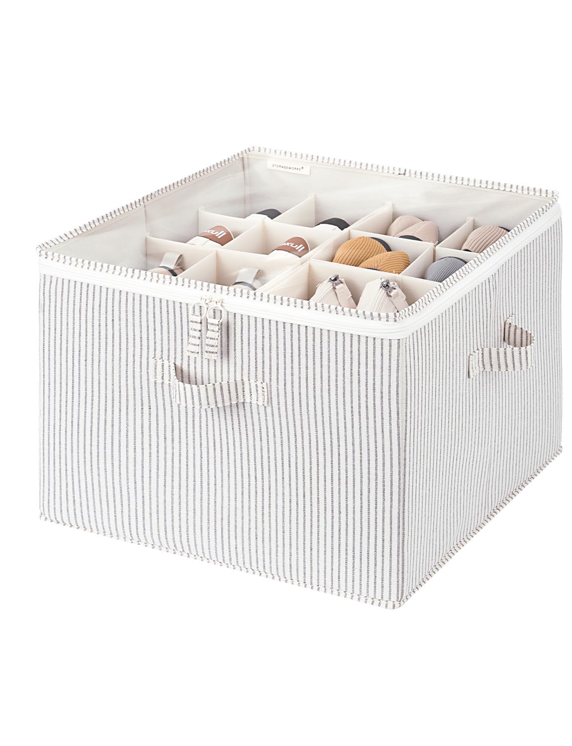 StorageWorks Shoe Organizer for Closet, Fits up to 16 Pairs, Shoe Cubby Storage Containers with Adjustable Dividers and Clear Co