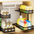 Aurikar Under Sink Organizer, 2 Tier Pull Out Cabinet Shelf With Slide Out Mesh Drawers, Height Adjustable Under Sink Storage Ra