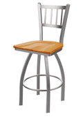 810 Contessa Stainless Steel 25 Swivel Counter Stool with Medium Oak Seat
