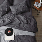 Bedsure Twin Comforter Set With Sheets - 5 Pieces Twin Bedding Sets, Pinch Pleat Dark Grey Twin Bed In A Bag With Comforter, She